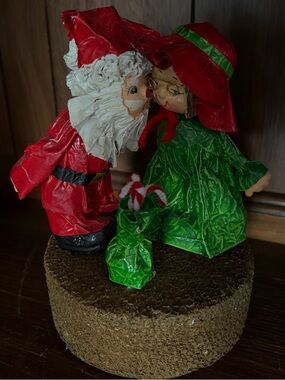 Holiday Santa and Elf Decorative Figurine - Red and Green